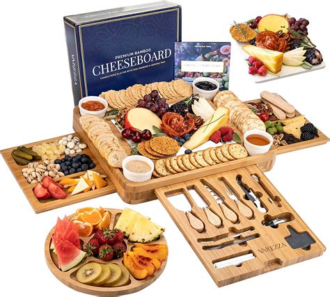 Buy VAREZZA Bamboo Cheese Board And Knife Set Extra Large Charcuterie
