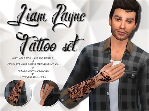 Sims 4 Cc💕 — Overkillsimmer Liam Payne Tattoo Set Available
