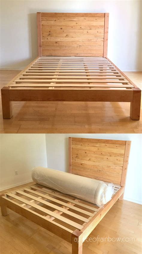Diy Bed Frame And Wood Headboard 1500 Look For 200 A Piece Of Rainbow