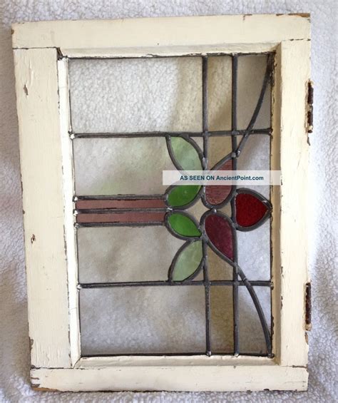 Old Antique Stained Glass Window Flower 19 75 X 15 Stained Glass