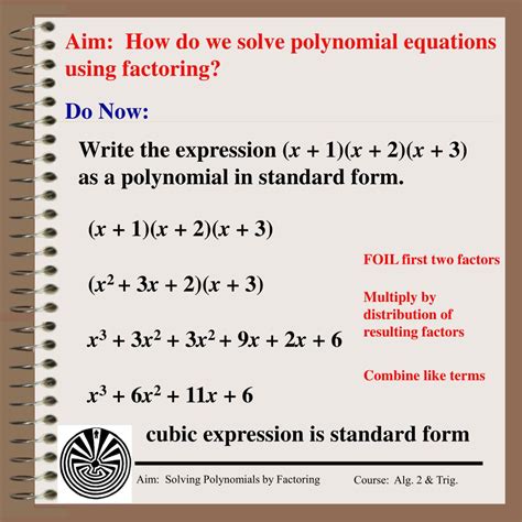 Ppt Aim How Do We Solve Polynomial Equations Using Factoring