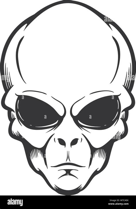 Ilustración de la cabeza de alien aislado en blanco Elemento de diseño