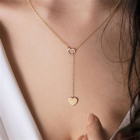 Necklace Women Gold Color Love Heart Necklace Delicate Women Minimalist