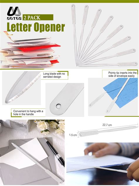 Outus 2 Pack Letter Openers Envelope Opener Stainless Steel Hand Letter