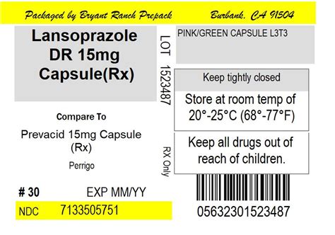 Perrigo Lansoprazole Delayed Release Capsules 15 Mg Drug Facts