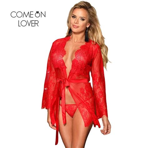comeonlover sexy lingerie robe sex clothes for women plus size nightwear black lace sexy costume