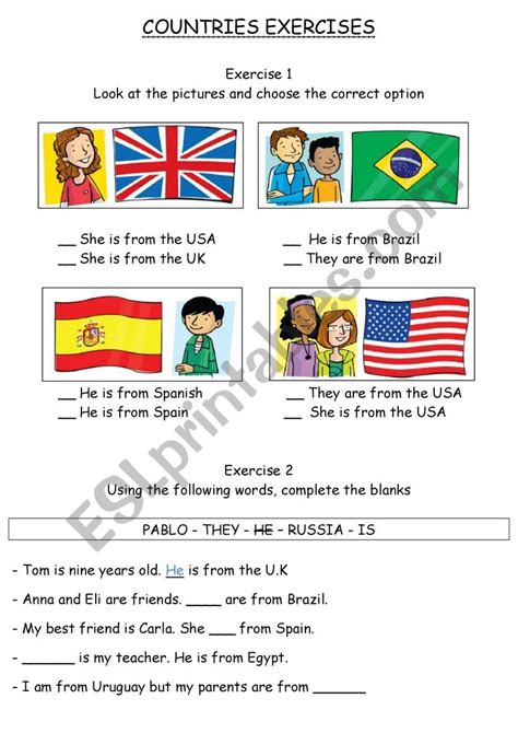 Countries Grammar Exercise ESL Worksheet By Germanto12