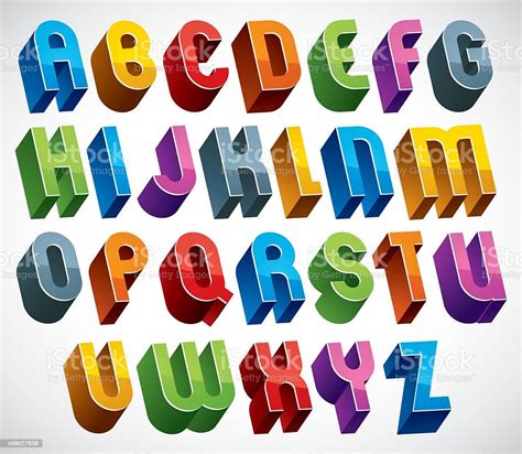 3d Font Vector Colorful Glossy Letters Stock Vector Art 499027638 Istock