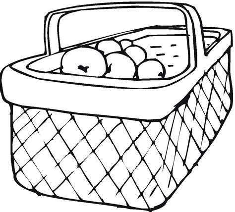 Apple Basket Free Coloring Book Page Apple Coloring Coloring Pages