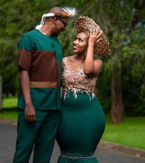Couples Lobola Outfit Green And Gold Couples African Outfits African Wear Dresses African