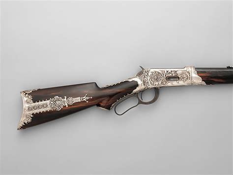 Winchester Model Lever Action Rifle With Silver Decor By Tiffany