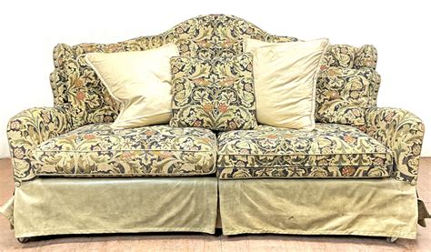 Lot Robb And Stucky Camelback Style Skirted Sofa