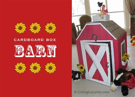 Cardboard Box Barn Diy Play House For Kids Farm Party Barnyard