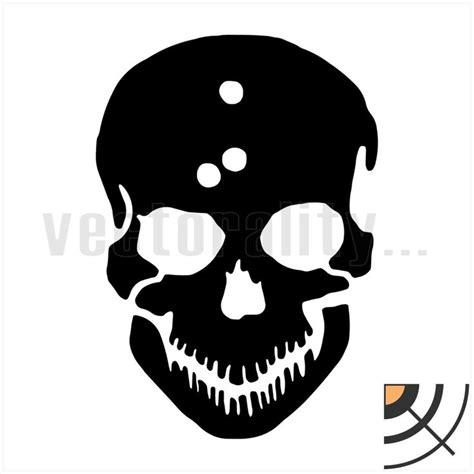 Skull Bullet Hole Head Skeleton Gunshot Hunter Solider Vector Etsy