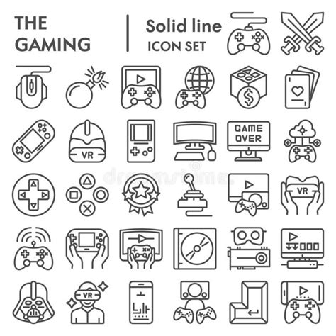 Gaming Line Icon Set Video Games Symbols Collection Vector Sketches
