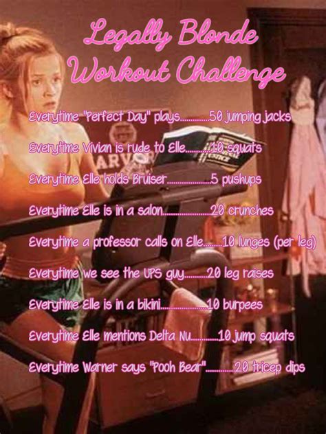 LEGALLY BLONDE MOVIE WORKOUT CHALLENGE Disney Movie Workouts Tv Show Workouts One Song