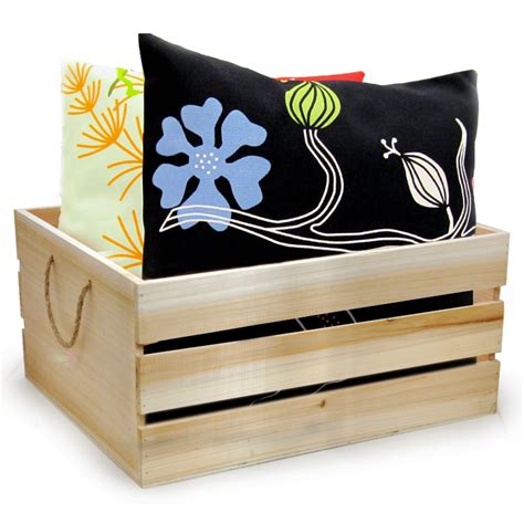 Natural Wooden Storage Box With Rope Handles The Lucky