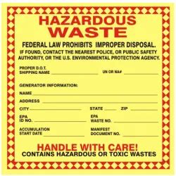 Hazardous Waste Federal Law Prohibits Handle With Care
