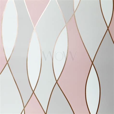 Apex Wave Geometric Wallpaper Rose Gold Fine Decor Fd42172 Pink Grey