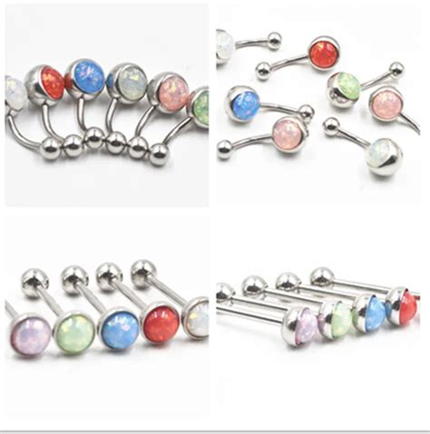 50pcs Opal Gems Navel Belly Button Rings Woman Belly Piercing Barbell