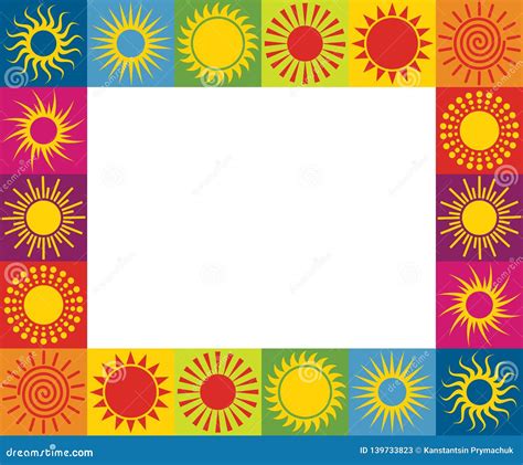 Frame With Different Sun Icons Vector Illustration Stock Vector