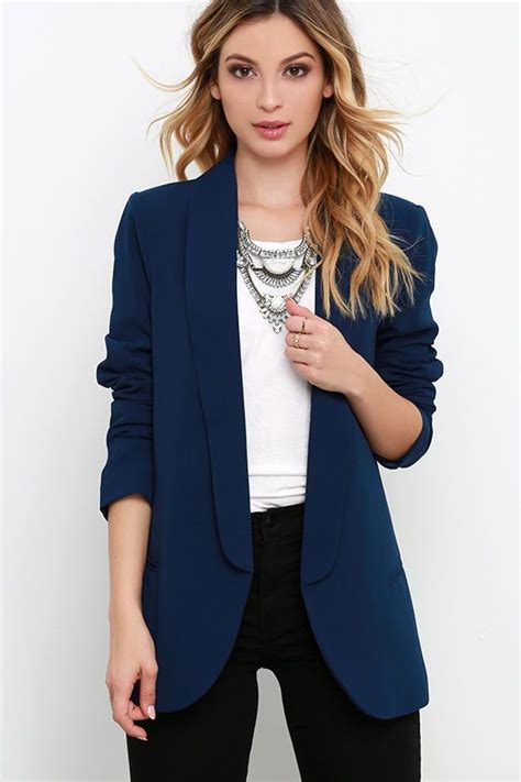 Veer Gently Navy Blue Blazer Blazer Outfits For Women Blue Blazer
