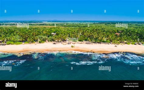 Aerial Tangalle Beach Sri Lanka Stock Photo Alamy