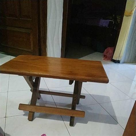 Meja lipat sandaran kaki besi. Meja Lipat Kayu Jati ukuran 50 | Shopee Indonesia