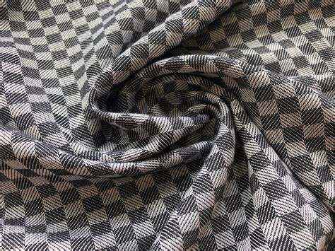 Handwoven Cotton Jacquard Grey Checkerboard Stonemountain
