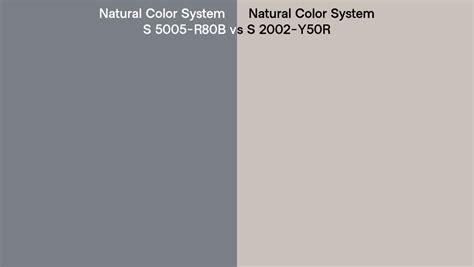 Natural Color System S 5005 R80b Vs S 2002 Y50r Side By Side Comparison