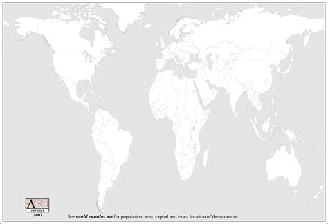 Карта мира контурная для печати а3