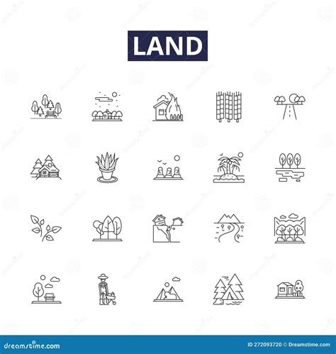 Land Line Vector Icons And Signs Ground Soil Acreage Terrain Area