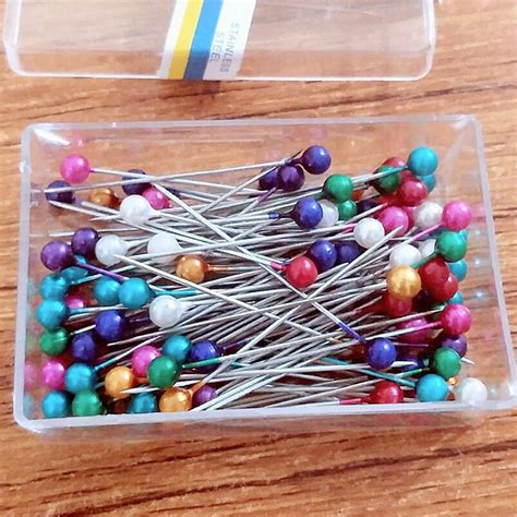 200pcs Sewing Head Pin Round Pearl Straight Pins Stainless Steel Pvc