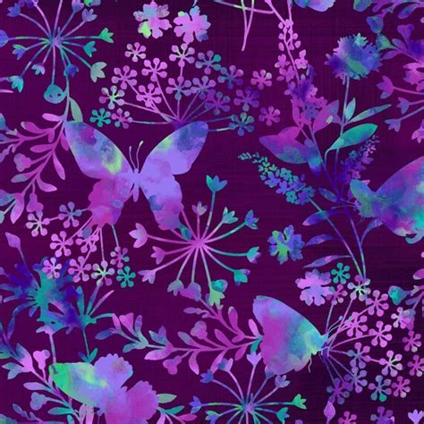Dark Purple Butterfly Cotton Fabric From The Mariposa Meadow