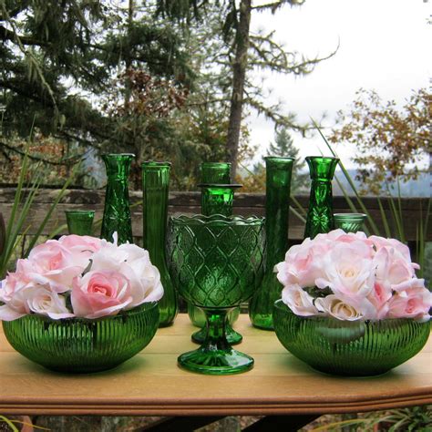 11 piece vase set in emerald green lot c etsy vase set green vase vase