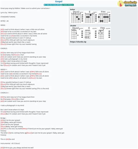 Chord Gospel Robbie Williams Tab Song Lyric Sheet Guitar