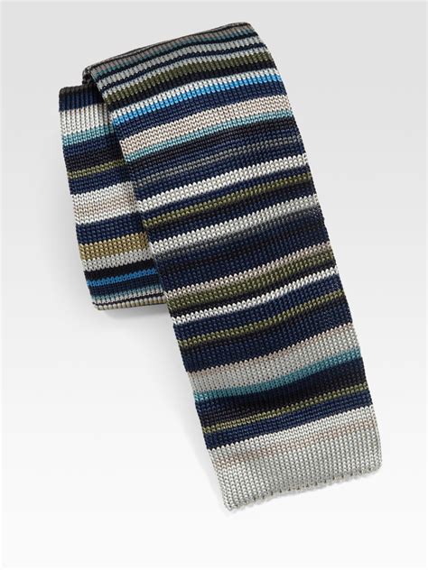 This weightless yarn shines with radiance. Paul Smith Striped Silk Knit Tie in Multicolor for Men ...