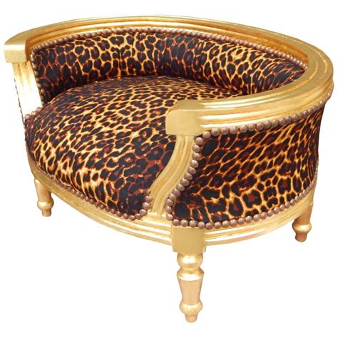 No options have been selected. Baroque sofa bed for dog or cat leopard fabric and gold wood