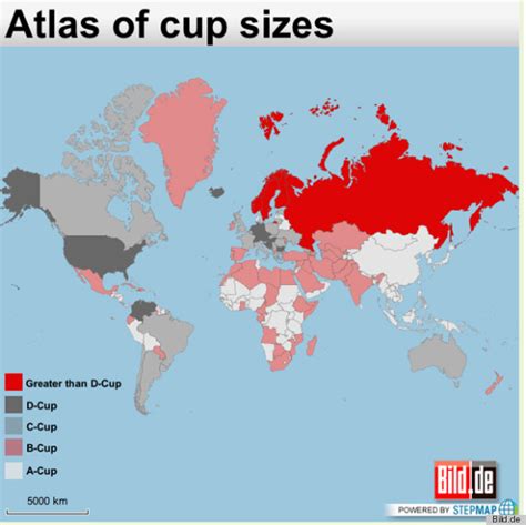 Boob Map Of The World Shows Biggest Boobs In The World Breast Size By