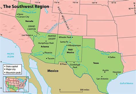 Binnology Map Of The United States Southwest Region Southwest Map