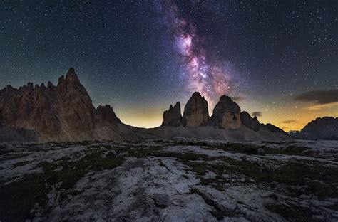 Dreamy Pixel Milky Way Above Tre Cime Di Lavaredo Mountains Dreamy