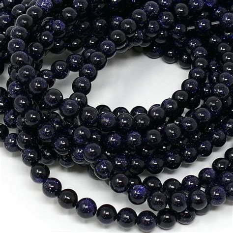 Blue Goldstone Round Gemstone Beads 6mm 15 String Beads And
