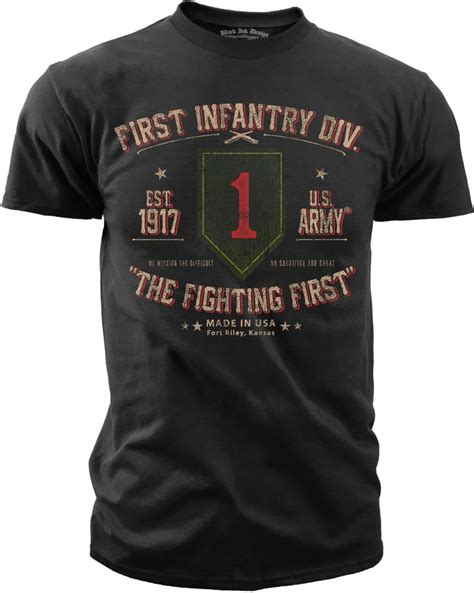 Mens Army T Shirt Us Army 1st Infantry Retro Military Tee Shirt