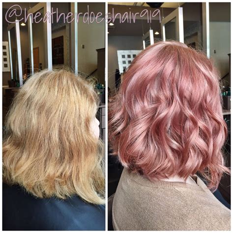 Temporary hair color and wash out hair color are one and the same. Washed out at home blonde to rose gold perfection | Hair ...