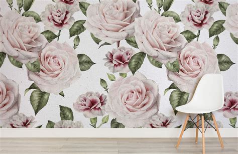 Pink Vintage Roses Wallpaper Carnation Flowers Muralswallpaper