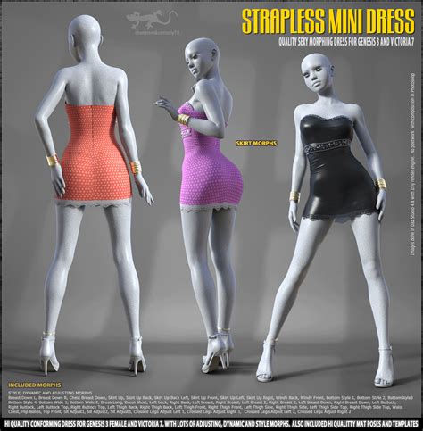 Strapless Mini Dress For G3 And V7 3d Figure Assets Hameleon