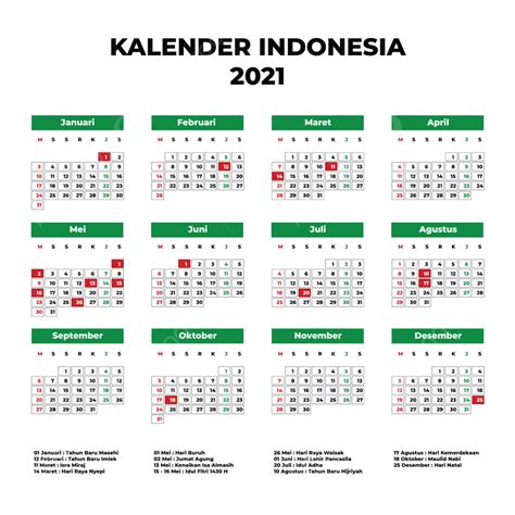 Gambar Kalendar Indonesia 2021 Templat Untuk Muat Turun Percuma Di Pngtree
