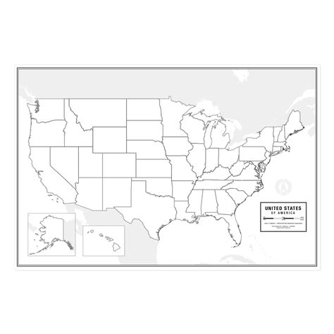 United States Blank Wall Map By South Of Kings The Map Shop