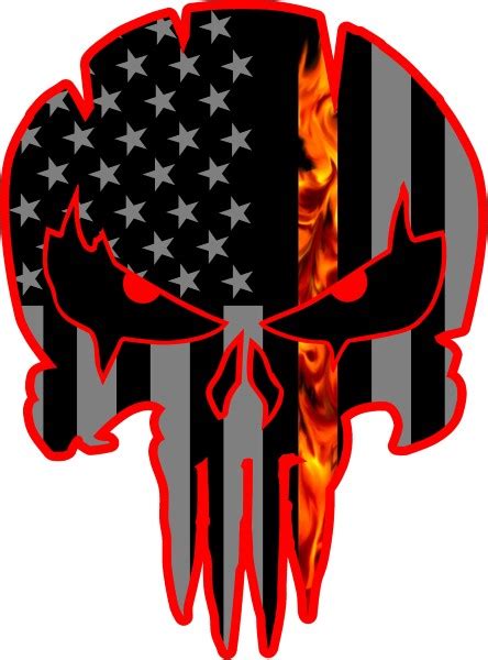 Thin Red Line American Flag Punisher Decal Sticker 140
