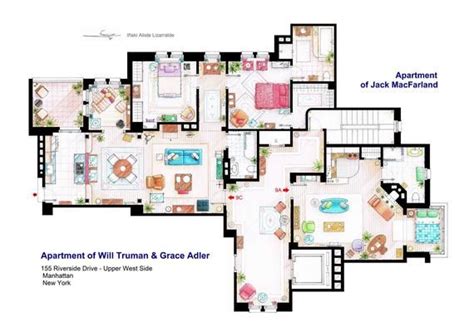 Floorplan Of Will And Grace Apartments And Jacks Apartment Etsy Will